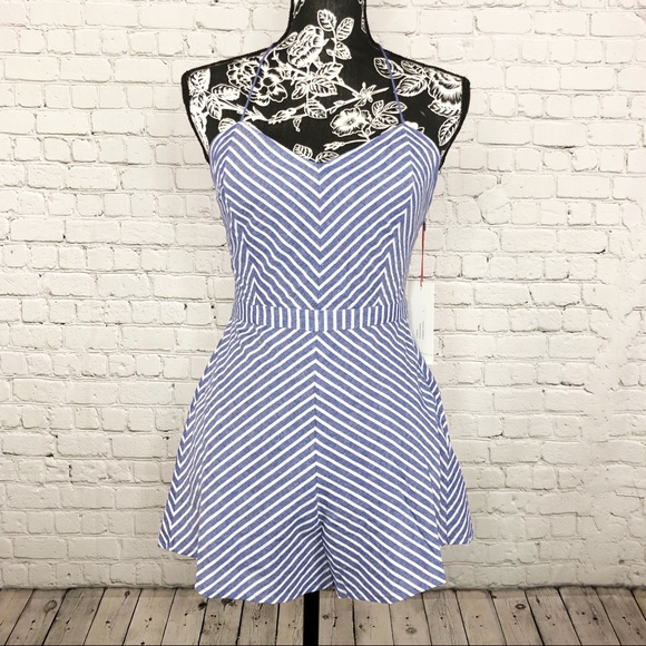 The Jetset Diaries Haven Romper Chambray Stripe - Picture 3 of 6